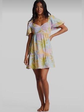 Billabong Be Mine Babydoll Mini Dress pastel Beachy cali surf babydoll SZ small